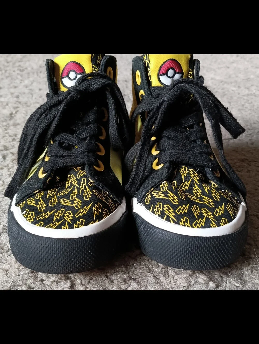 🖤💛 Ground Up Pikachu Pokemon Boys High Top Sneakers Kids Toddler Shoes 11